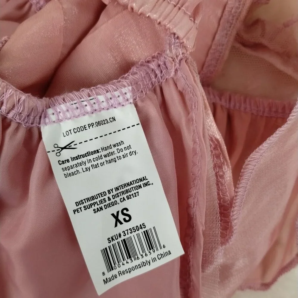Youly Charmer Pink Ruffle Princess Dress with Lace Detail for Dogs XS 11 Inch